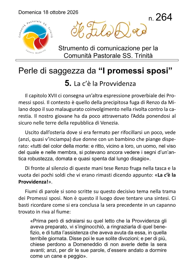Prima pagina del Filo d'Oro n. 264