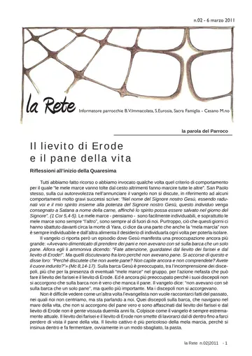 Copertina de La Rete 02/2011