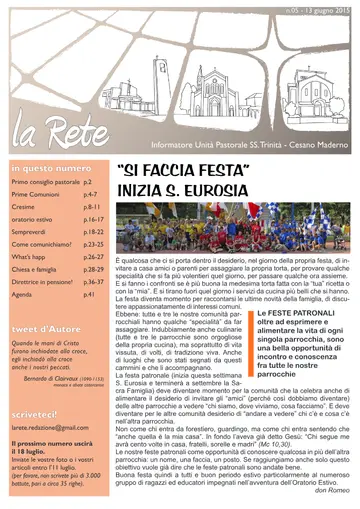 Copertina de La Rete 05/2015