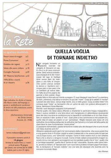 Copertina de La Rete 04/2016