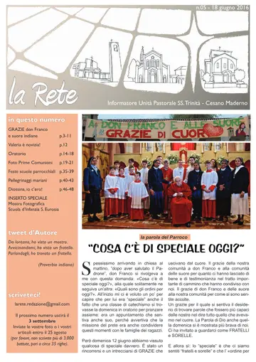 Copertina de La Rete 05/2016