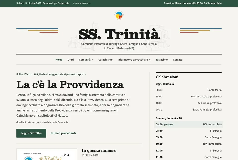 🌐 È online il nuovo sito della Comunità Pastorale SS. Trinità!